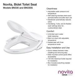 Kohler Novita Round Bowl Bidet Seat with Warm Air Dryer, Heated Seat, and Side Panel Controls -Toilet Seats Shop aad52771