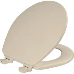 Bemis Round Closed-Front Enameled Wood Toilet Seat with Flat Cover