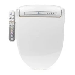 BioBidet Prestige Round Bidet Toilet Seat with Adjustable Warm Water, Self Cleaning Nozzles, Vortex Wash, Power Save Mode and Side Panel Controls