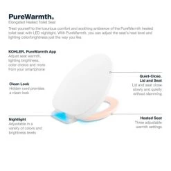 Kohler PureWarmth Elongated Toilet Seat and Lid with Soft Close, Quick Release, and Night Light -Toilet Seats Shop kohler k 10349 alternate 3 57