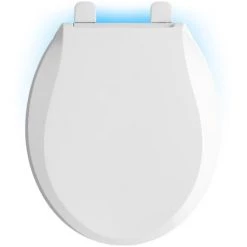 Kohler Cachet Round Closed Front Toilet Seat with Nightlight, Quiet-Close, and Grip-Tight -Toilet Seats Shop kohler k 75758 top view of seat with night light on 3
