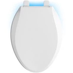 Kohler Cachet Elongated Closed Front Toilet Seat with Nightlight, Quiet-Close, and Grip-Tight -Toilet Seats Shop kohler k 75796 top view of seat with night light on 28