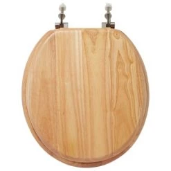 Signature Hardware Luxury Light Oak Toilet Seat Standard Hinges - Round Bowl