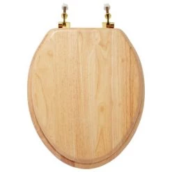 Signature Hardware Luxury Light Oak Toilet Seat Standard Hinges - Elongated Bowl
